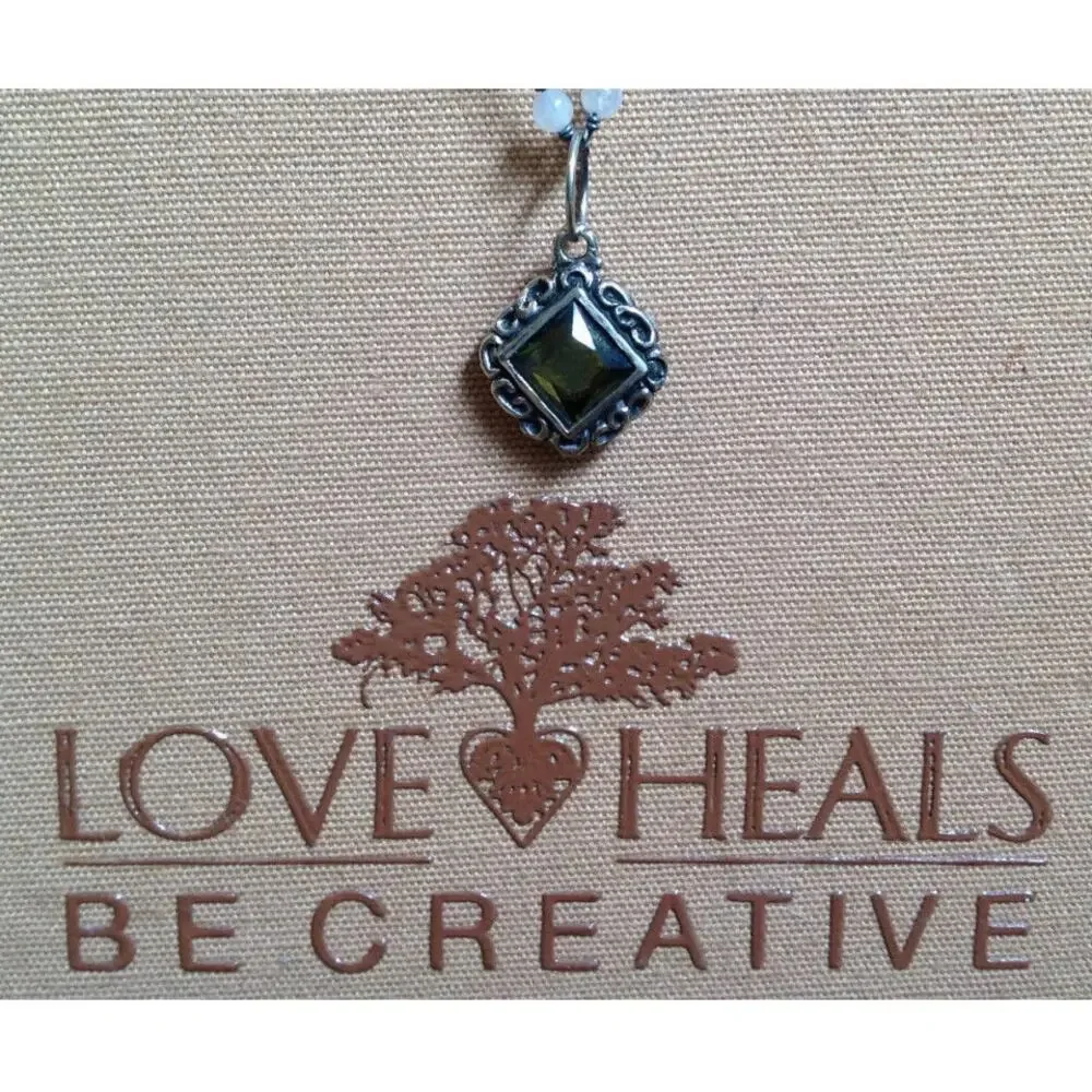 Love Heals Olive Green Prism Mirror Charm White Bronze Ojai CA LH33